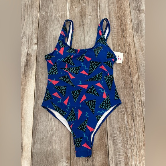 MIAIULIA Women's Retro 80s/90s Inspired High Cut Low Back One Piece Swim Small - Picture 3 of 6